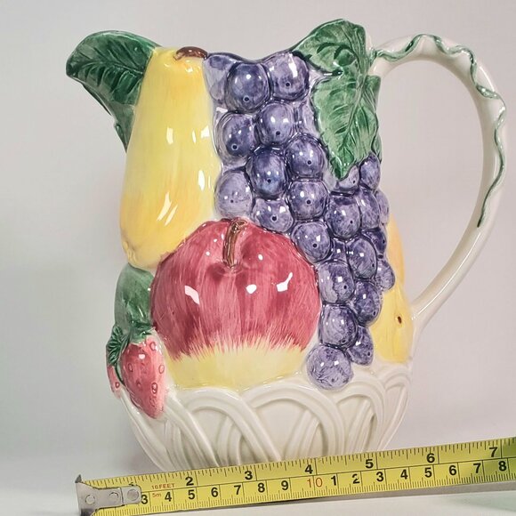 Vintage Ogatari Fruit Embossed Pitcher – Large 8" Version – Made in Japan - Picture 9 of 11